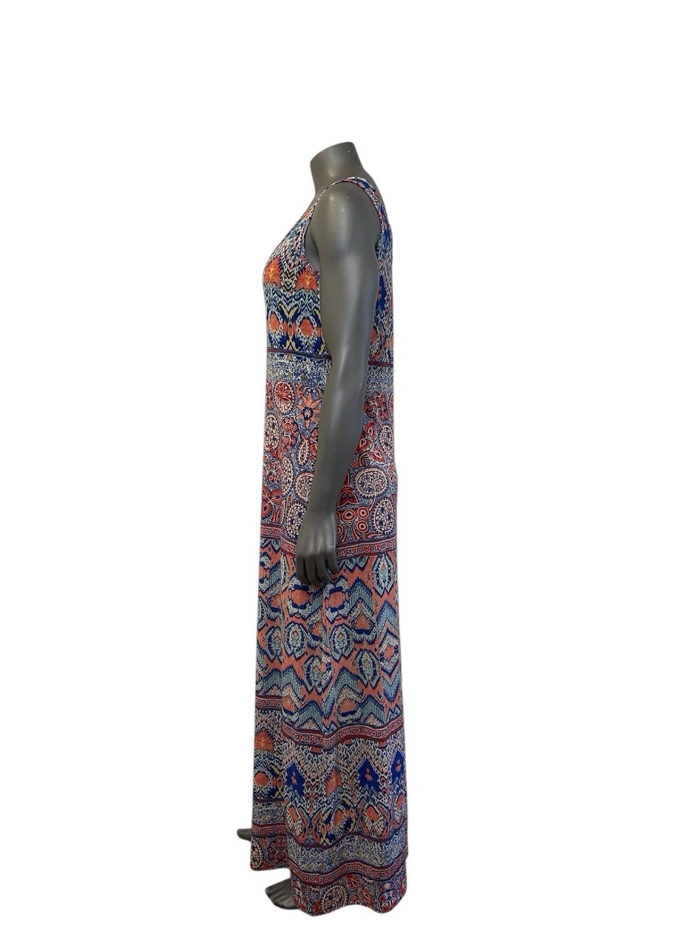 Nine West Maxi Dress Women’s 10 Boho Paisley Long Full Length Stretch Sundress - Picture 3 of 8